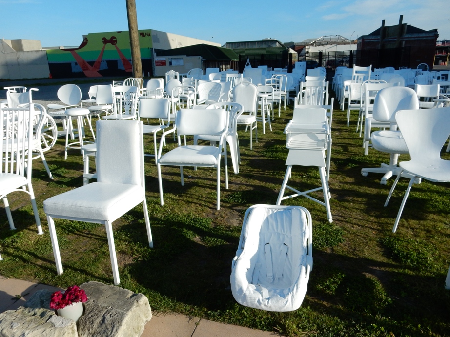 185 Chairs Memorial to 185 Christchurch Earthquake Victims A Stone