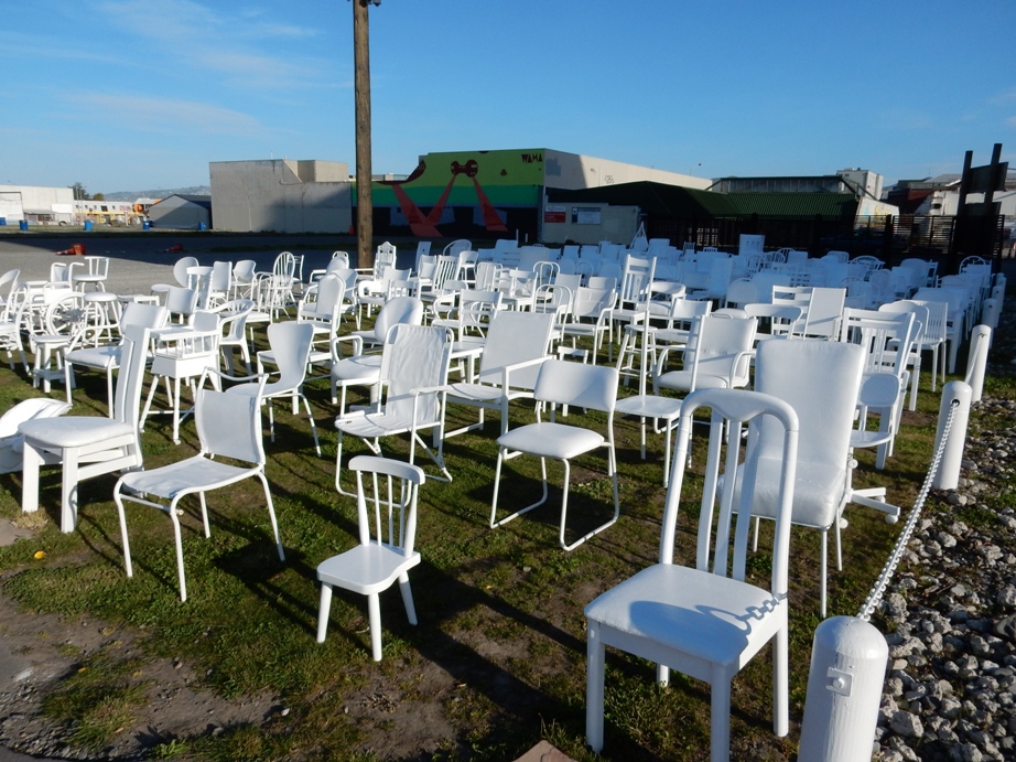 185 Chairs Memorial to 185 Christchurch Earthquake Victims A Stone