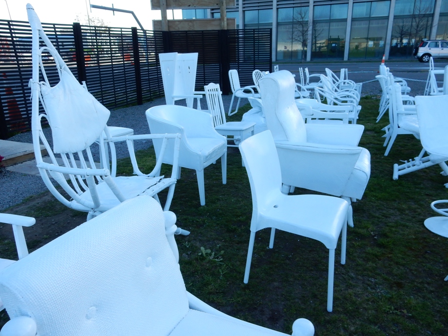 185 Chairs Memorial to 185 Christchurch Earthquake Victims A Stone